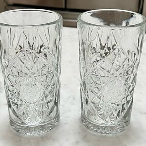 Libbey Hobster Set of 2 Crystal Cut Highball Glasses Tumblers Embossed Pattern